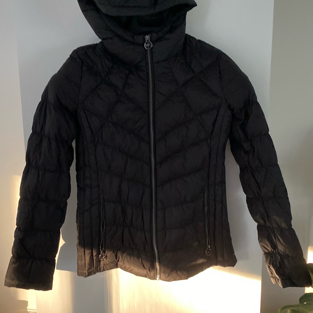 MICHAEL MICHAEL KORS MK black hooded puffer jacket XS COAT thermal layer